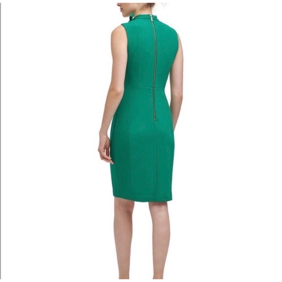Calvin Klein Womens Green Bow Neck Sheath Dress CD4C1N62 Size 14 NWT - Picture 3 of 16